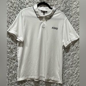 KORS LOGO MENS White Polo Shirt, COLLARED NECKLINE, CLASSIC, PREPPY, SIZE XL